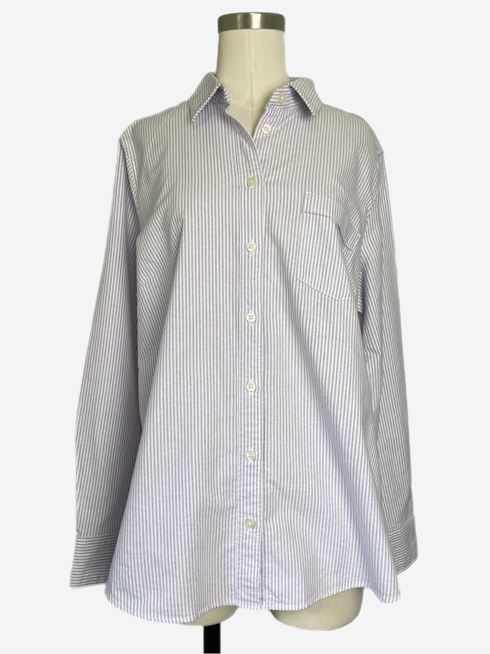 Jcrew Factory Purple white stripped classic fit oxford button up shirt preppy XL
